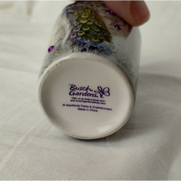 Set Of Two Busch Gardens Collectible Ceramic Shot Glasses - Peacocks - Picture 4 of 4